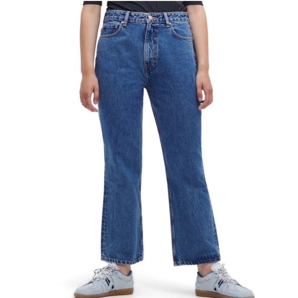 Ganni Betzy Cropped 6341 Classic Blue Denim Core Jeans, Size 25W/32L,‎ NWT
